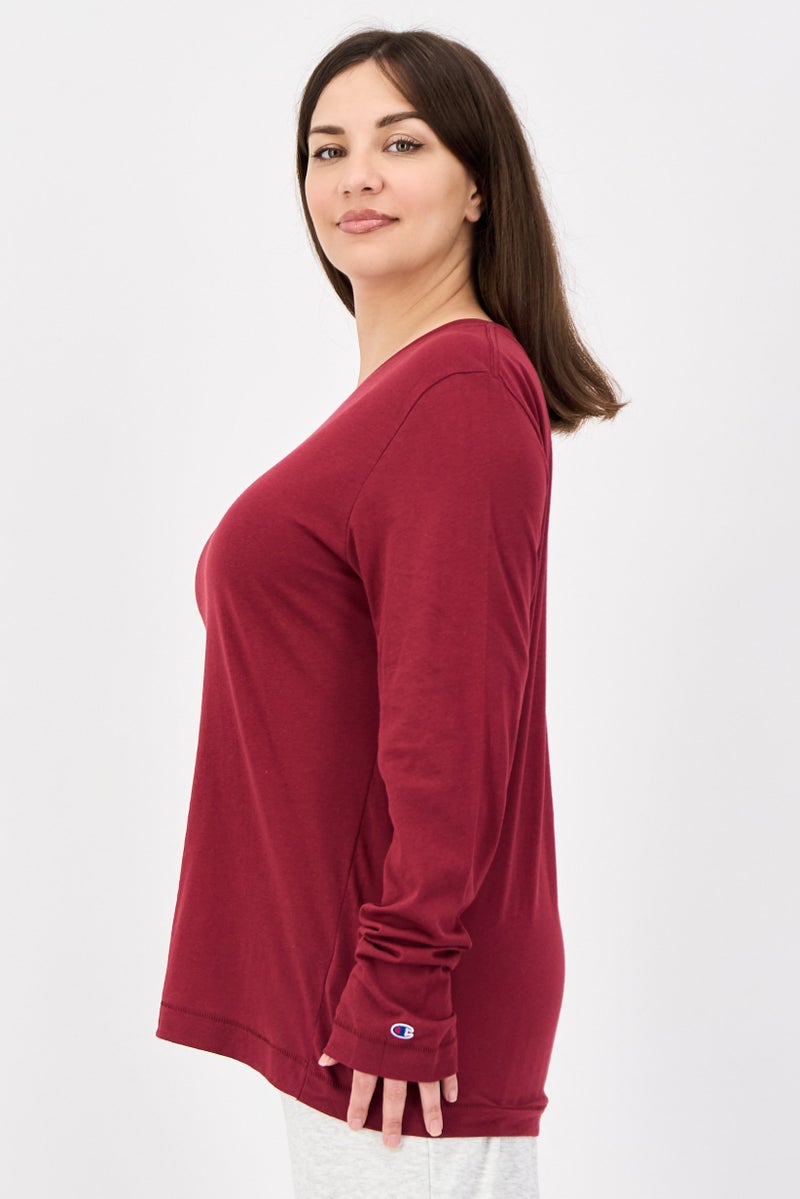 Champion Women Sportswear Fit Long Sleeve Training T-Shirt, Maroon - Image 4